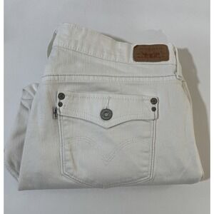 Levi's Perfect Waist Women's White Denim Capris Flap Pocket Cuffed Hem‎ Crop 12